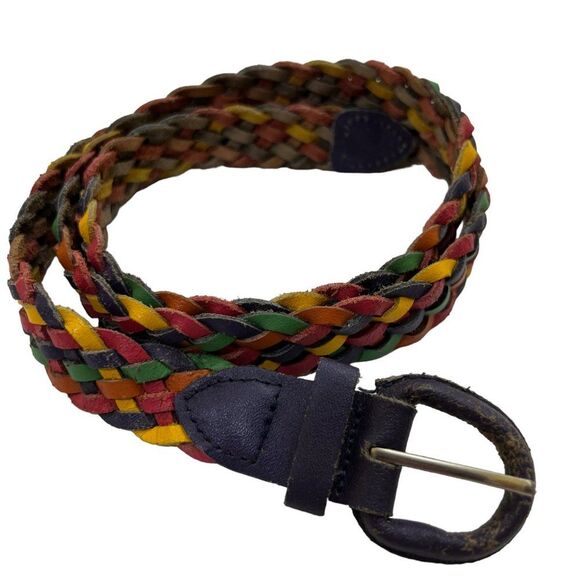 Vintage Genuine Leather Braided Multi Color Belt Size ML main image 9